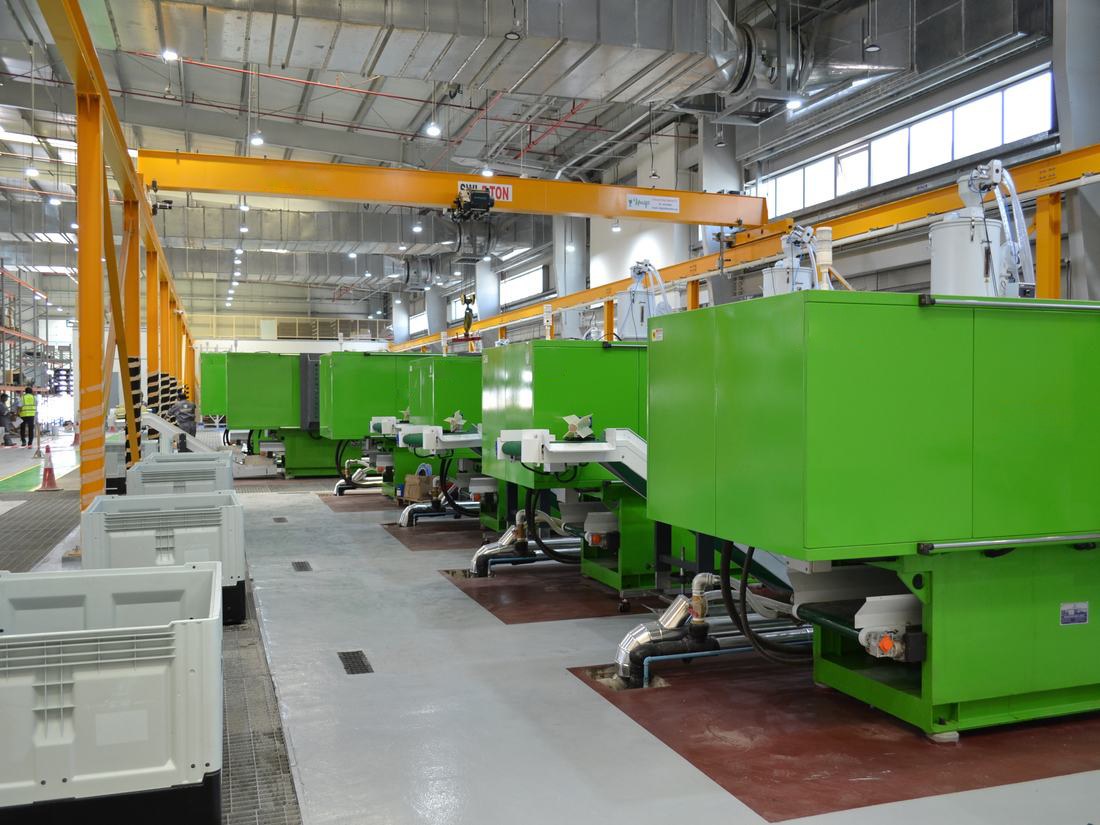 Injection moulding machines producing PVC-U conduit fittings and boxes at KEZAD