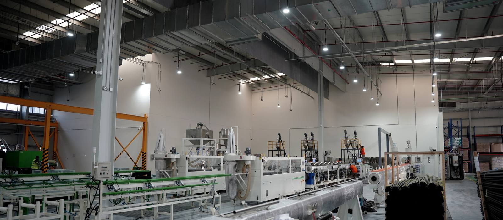 PVC-U conduit extrusion hall at the Vivasvaan plant in Abu Dhabi